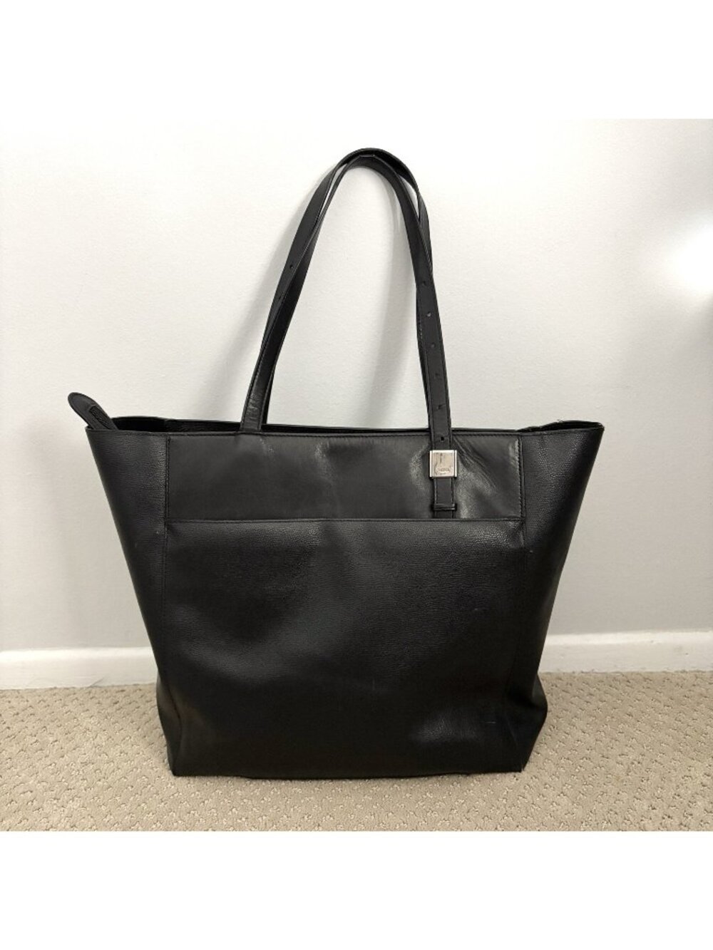 Tumi Sinclair Nora Tote Bag in Pebbled Black Double Handles Shoulder Purse